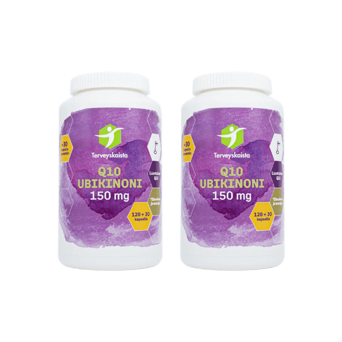 Ubikinoni Q10 150mg 2x 120+30 kaps, Sääsöpakkaus, Terveyskaista