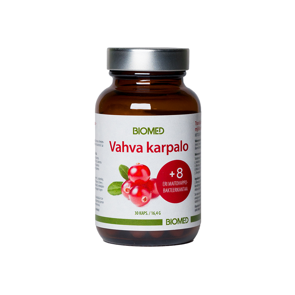 Vahva karpalo + maitohappobakteerit 30 kaps, Biomed- Päiväys 1/2027