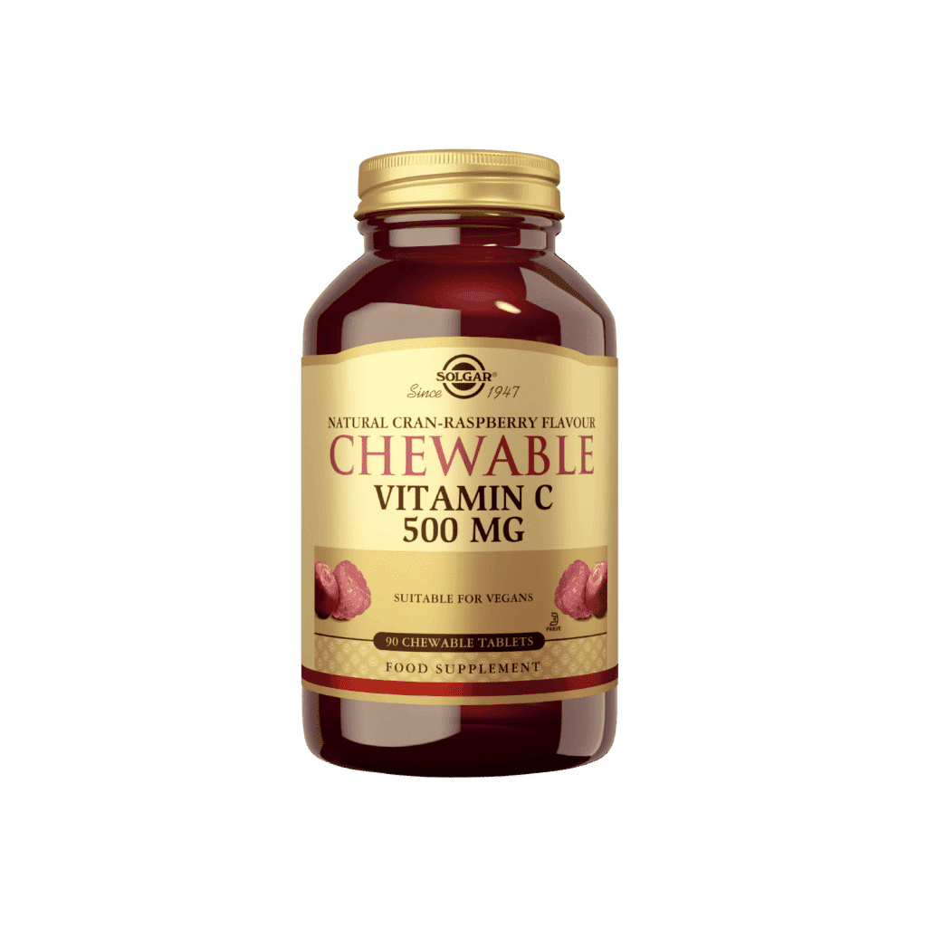 C-vitamiini Purutabletti 500 mg (karpalo/vadelma) 90 tabl, Solgar