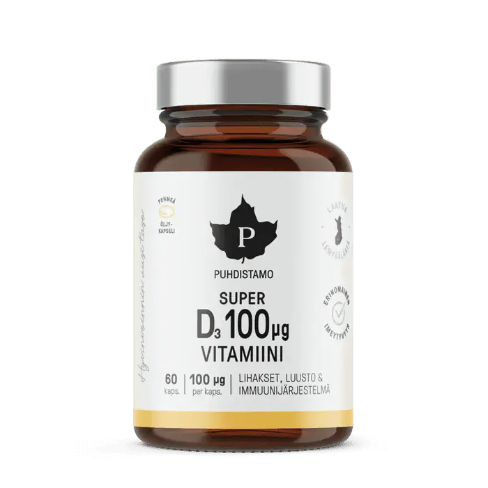 Super D3-vitamiini 100 mg, 60 kaps , Puhdistamo