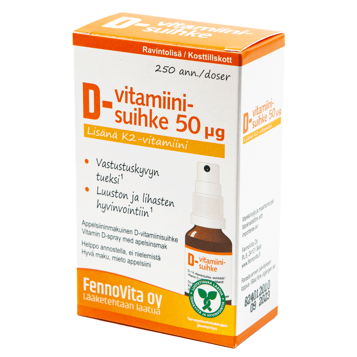 D 50 µg + K vitamiinisuihke 25 ml, FennoVita