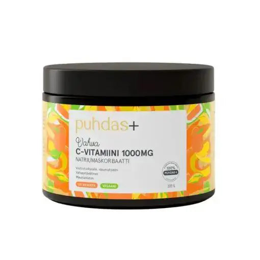 C-vitamiini jauhe 1000mg 200 g, Puhdas+