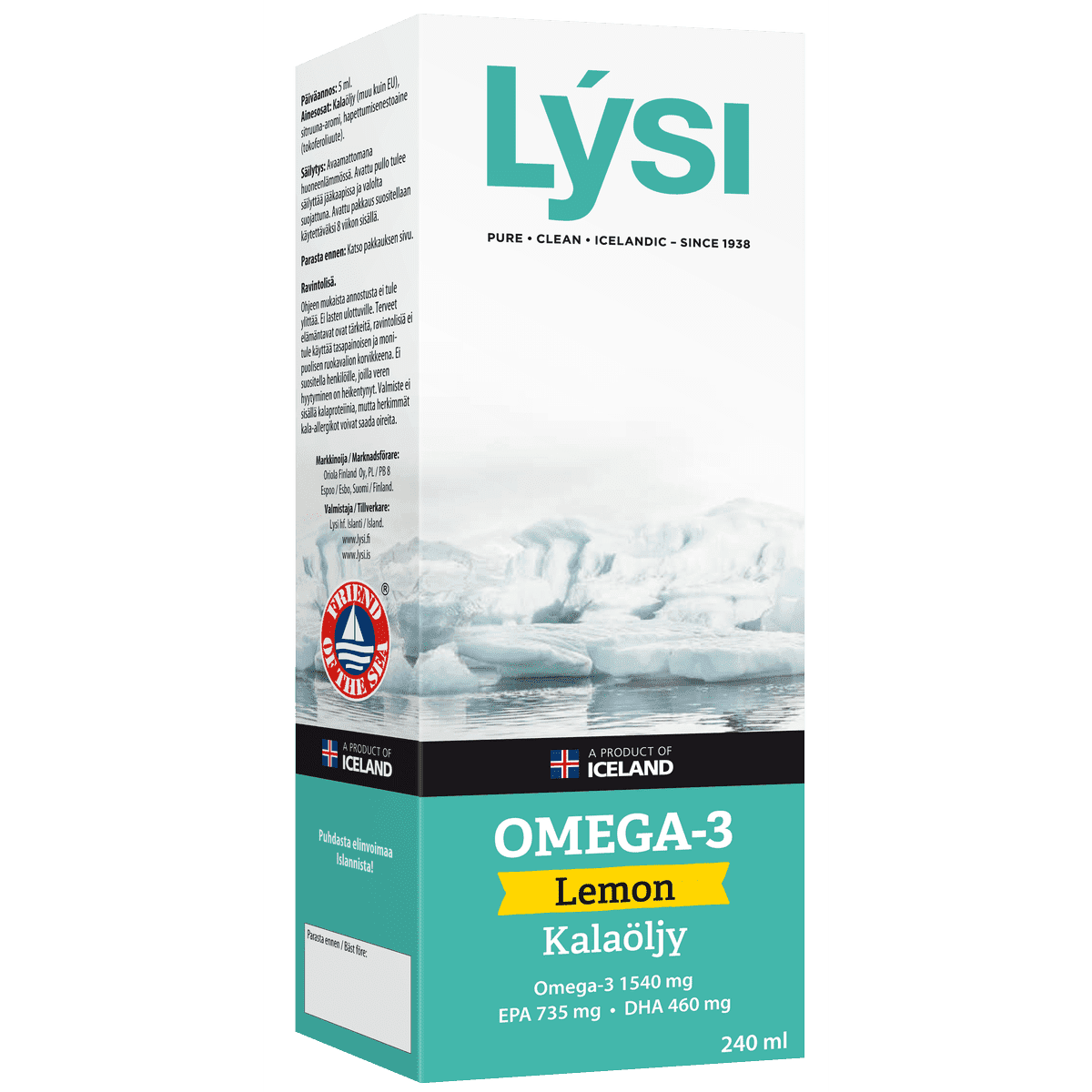 Omega-3 LEMON kalaöljy 240 ml, LYSI