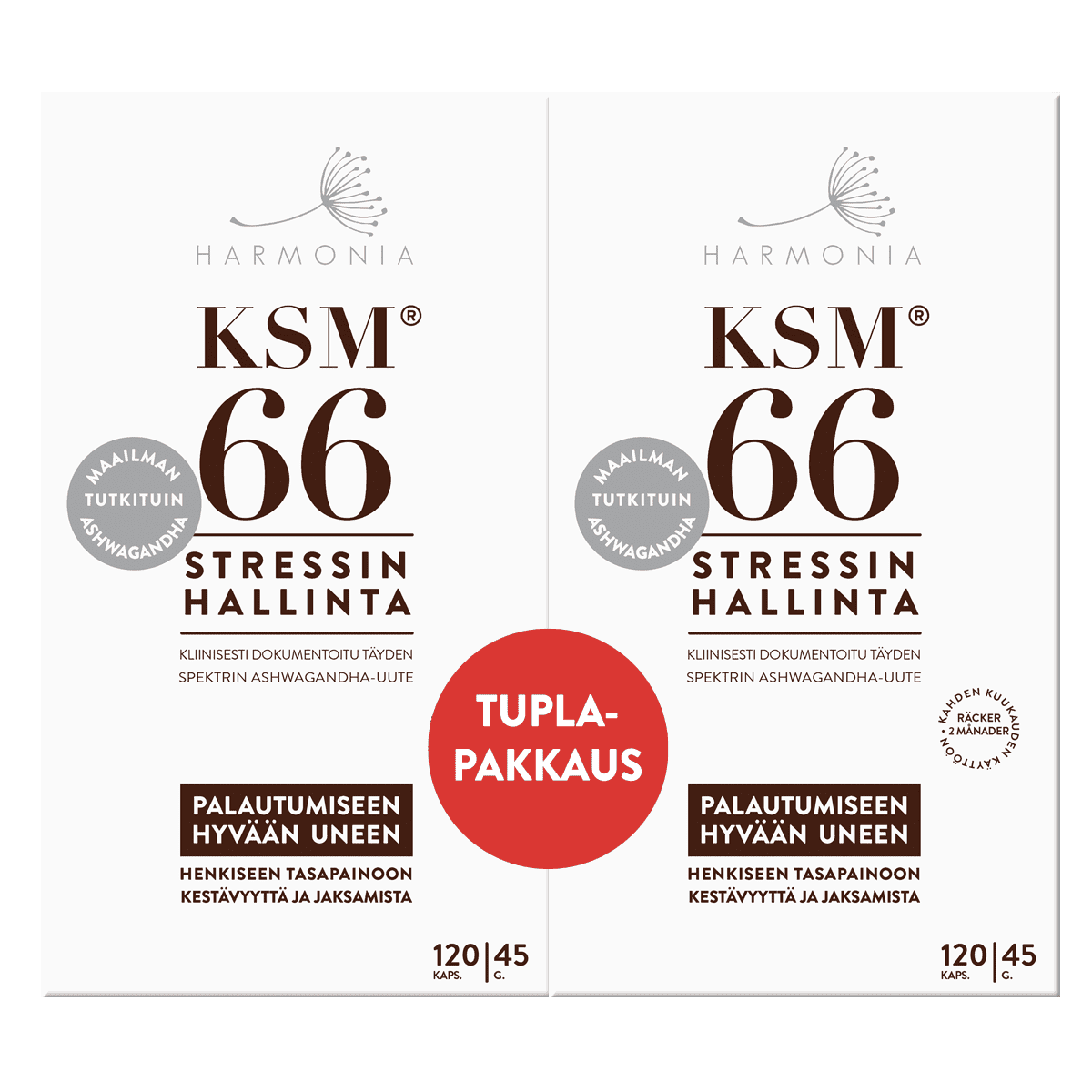 KSM66 Ashwagandha luomu 120+120 kaps, tuplapkt, Harmonia