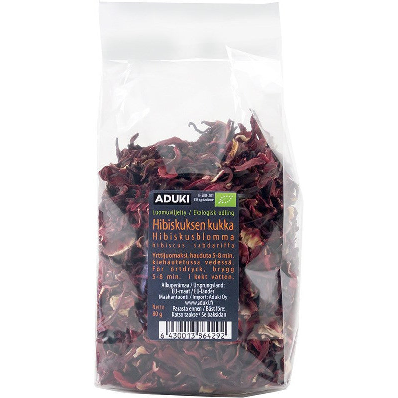 Hibiskuksenkukka luomu, kuivattu 80 g, Aduki