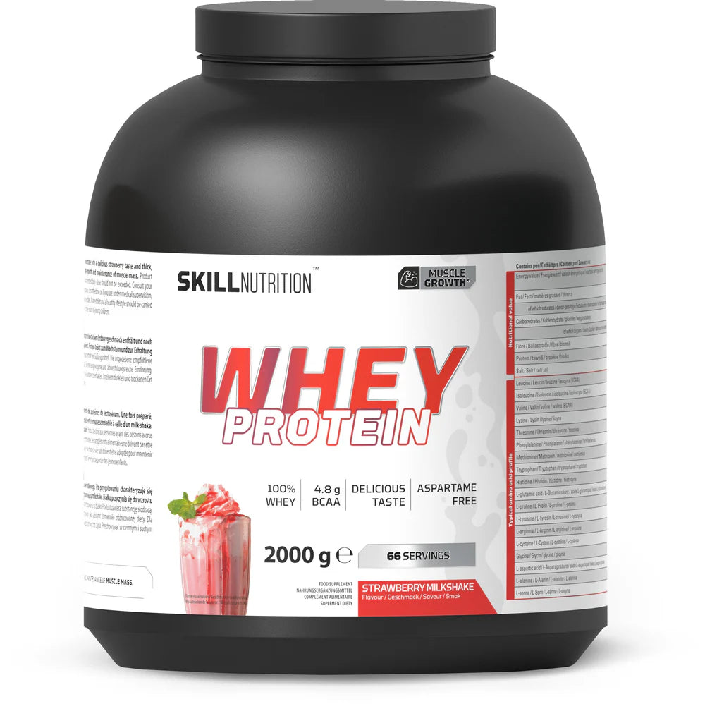 Whey Protein Powder, Strawberry Milkshake 2 kg, Skill Nutrition