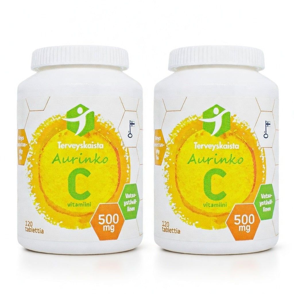 C-vitamiini Aurinko C 500 mg 2x120 kaps, Säästöpakkaus, Terveyskaista