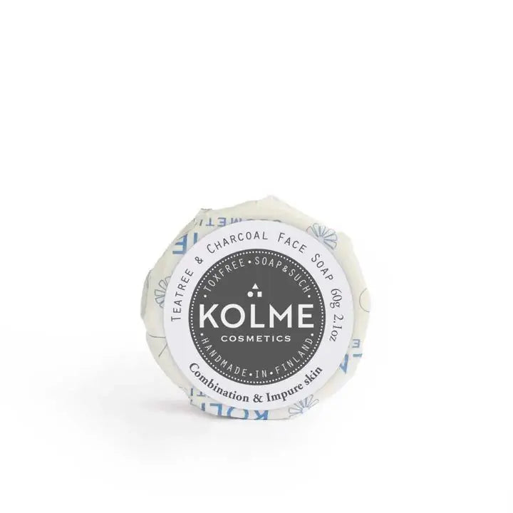 Kasvosaippua teepuuöljy & aktiivihiili 60 g, Kolme Cosmetics