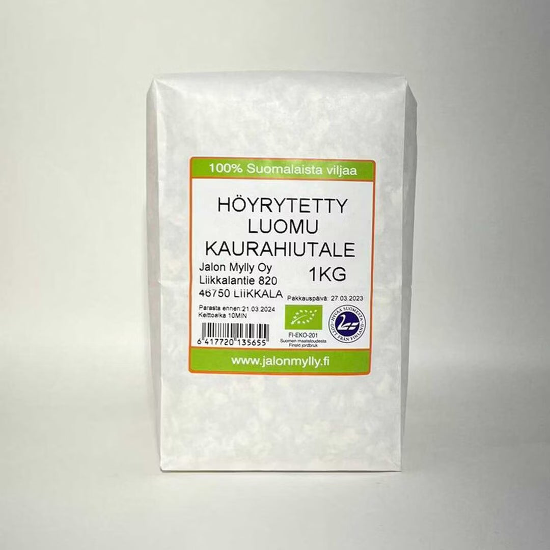 Höyrytetty luomu kaurahiutale 1 kg, Jalon Mylly