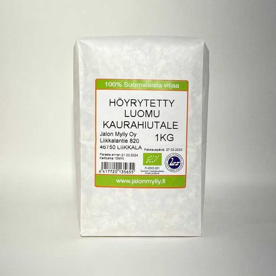Höyrytetty luomu kaurahiutale 1 kg, Jalon Mylly