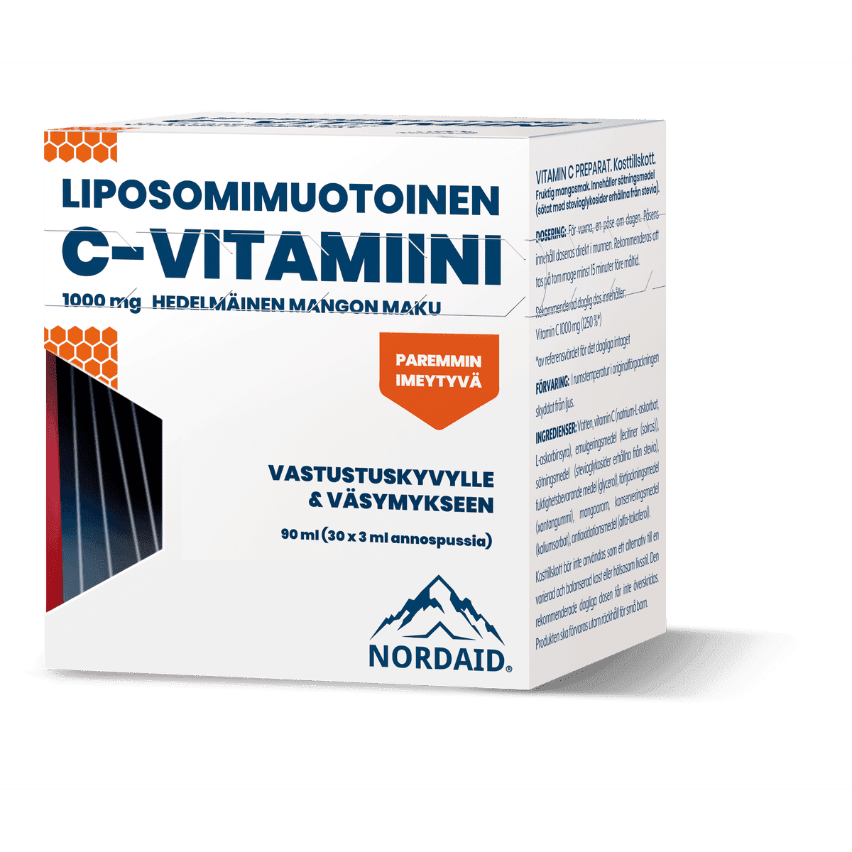 Liposomaalinen C-vitamiinigeeli 1000 mg 90ml, 30pss x 3ml, NordAid