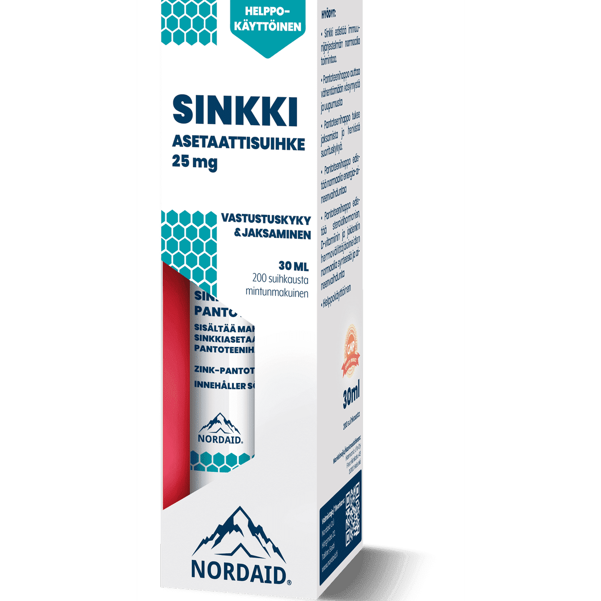 Sinkkiasetaatti-pantoteenihapposuihke 30ml, Nordaid