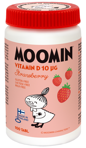 Moomin D-vitamiini 10ug mansikka 100 tabl.