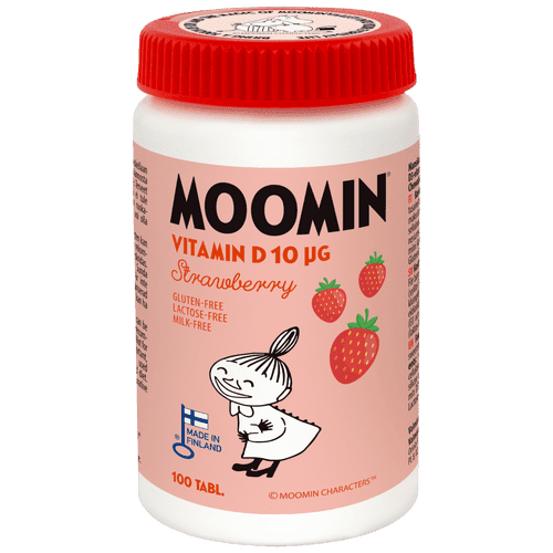 Moomin D-vitamiini 10ug mansikka 100 tabl.
