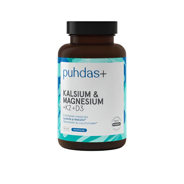 Kalsium & Magnesium + K2 + D3 90 kaps, Puhdas+