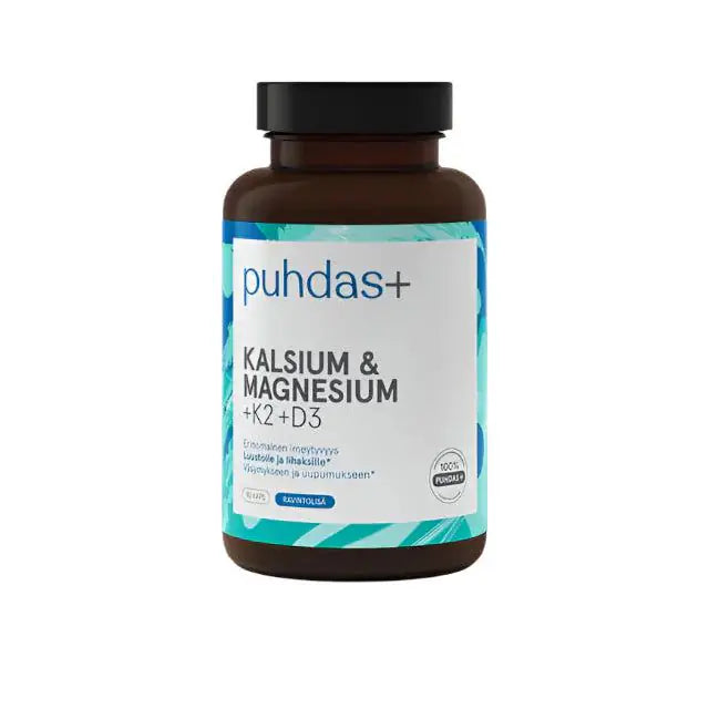 Kalsium & Magnesium + K2 + D3 90 kaps, Puhdas+