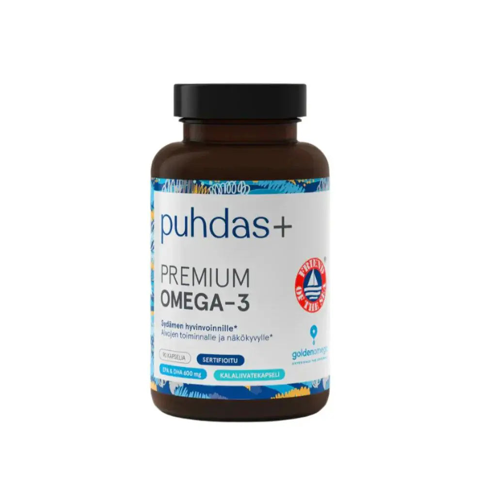 Premium Omega-3 - 600 mg Kalaöljykapselit 90 kaps, Puhdas+