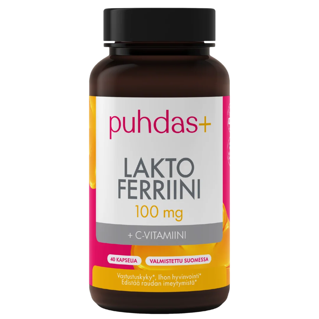 Laktoferriini 100 mg + C-vitamiini 50 vegekaps, Puhdas+