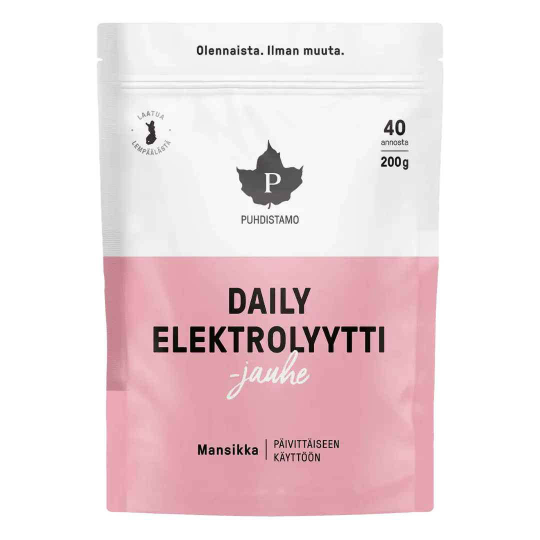 Daily Elektrolyyttijauhe Mansikka 200 g, Puhdistamo