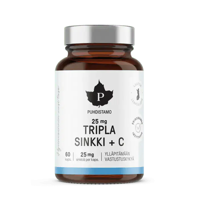 Tripla Sinkki 25mg + C 60 kaps, Puhdistamo