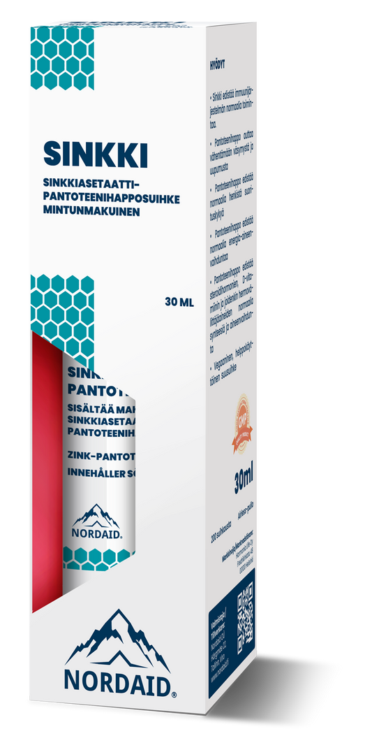 Sinkkiasetaatti-pantoteenihapposuihke 30ml, Nordaid