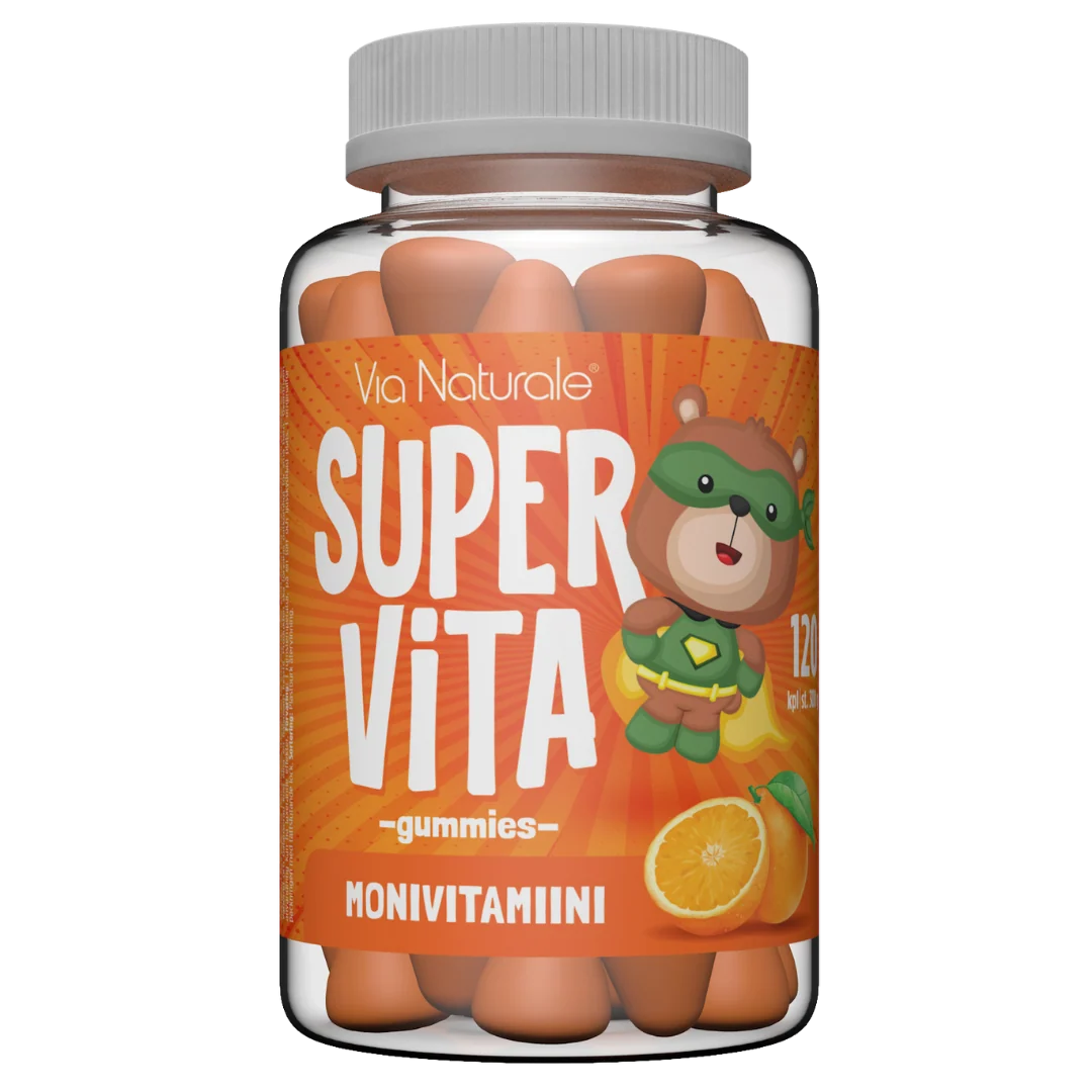 SuperVita Monivitamiini Gummies - Appelsiini 120 kpl, Via Naturale