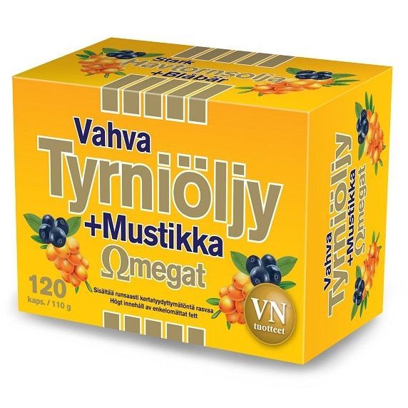 Vahva Tyrniöljy+Mustikka Omegat 120kpl, Via Naturale