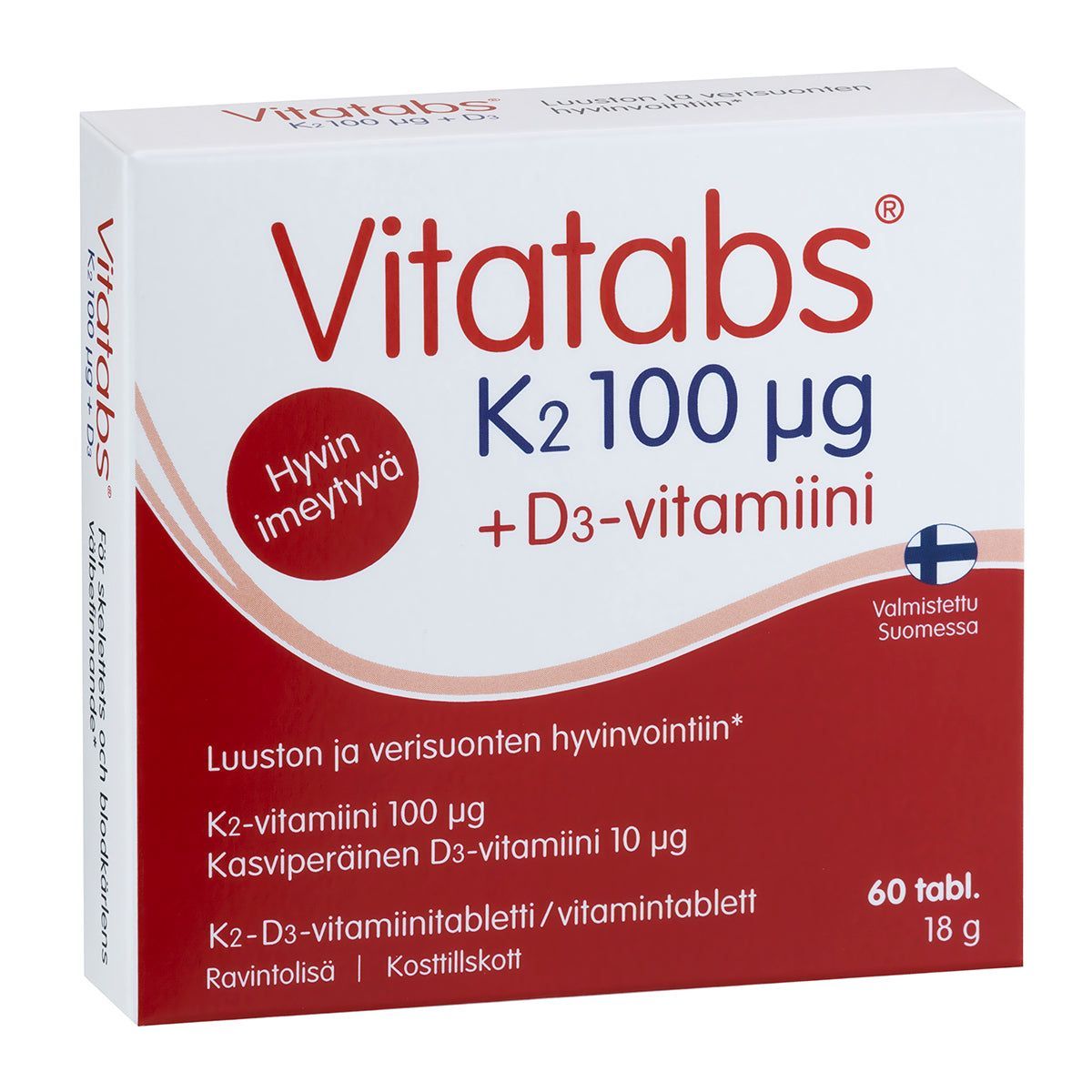 Vitatabs K2-vitamiini 100µg+ D3 60 tabl.