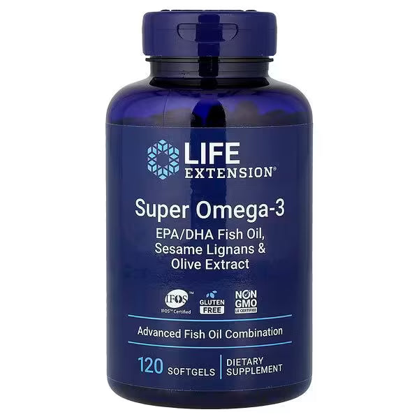 Super Omega-3 EPA/DHA with Sesame Lignans & Olive Extract 120 tabl, Life Extension