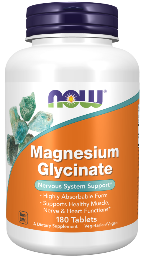 Magnesium Glycinate 200mg 180 tabl, NOW Foods