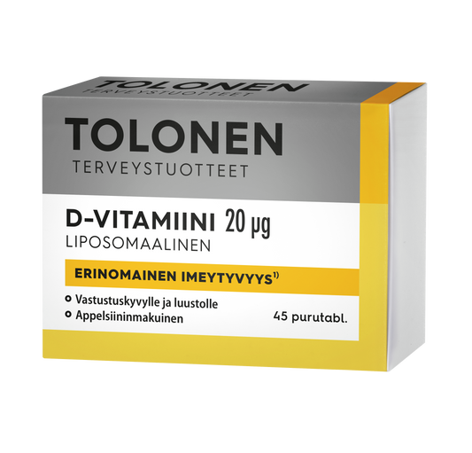 D3-vitamiini Liposomaalinen 20 µg 45purutabl, Tolonen