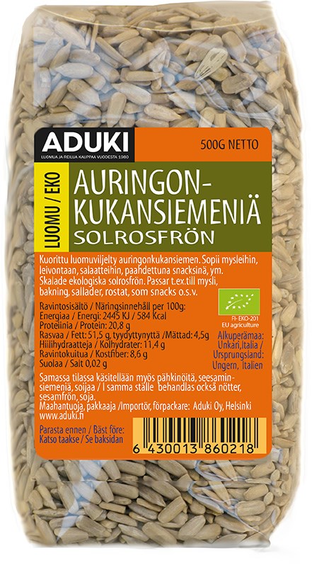Auringonkukansiemen luomu 500 g, Aduki