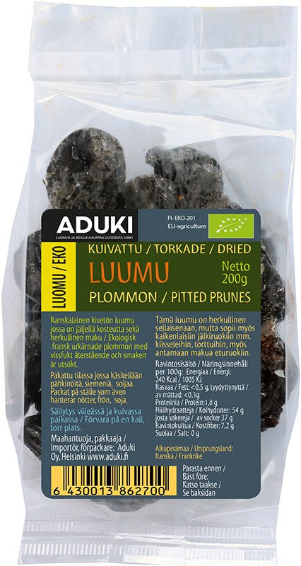 Luumu kivetön luomu 200g, Aduki