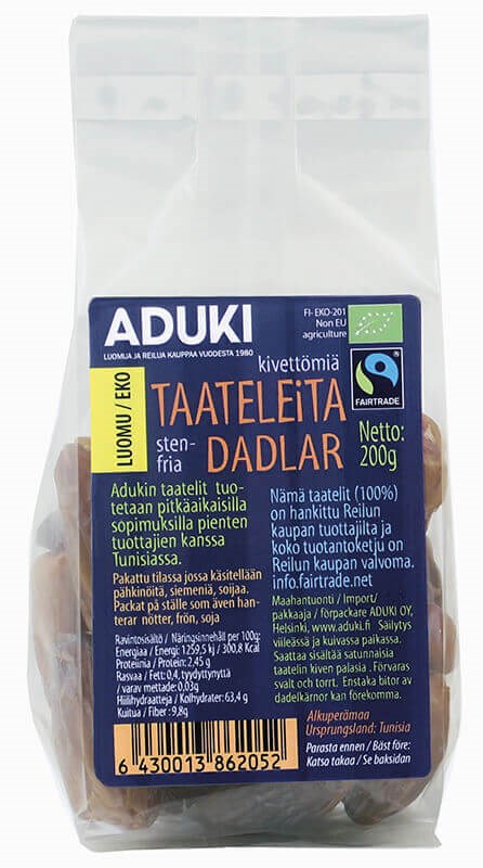 Taateli kuivattu, Reilu kauppa 200 g, Aduki