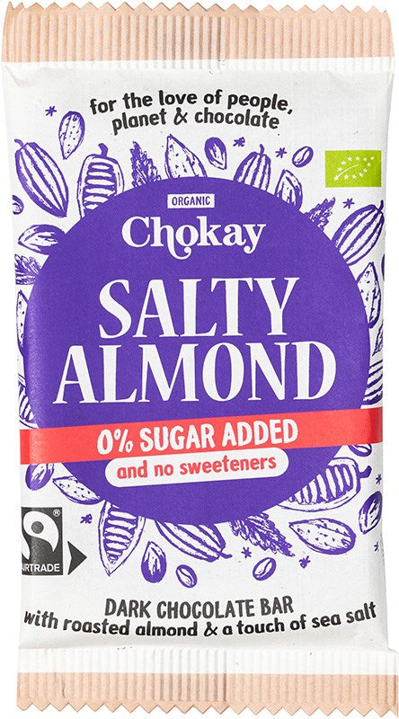 Tumma suklaa Luomu, suolainen manteli 70 g, Chokay