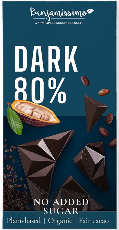 Tumma suklaa 80 %, ei lisättyä sokeria 60 g, Benjamissimo