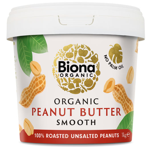 Maapähkinävoi Luomu, Smooth suolaton 1kg, Biona