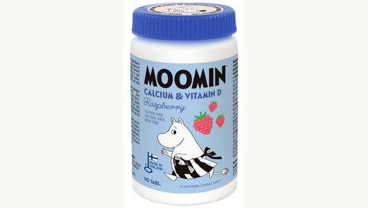 Moomin Kalsium & D-vitamiini vadelma purutabletti, 90tabl