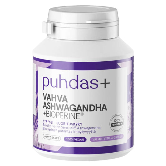 Puhdas+ Vahva Ashwagandha + Bioperine 60 kaps, Puhdas+