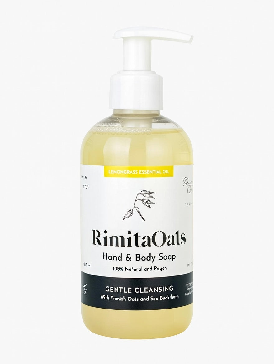Käsi-ja vartalosaippua, sitruunaruohon tuoksuinen 250 ml, RimitaOats