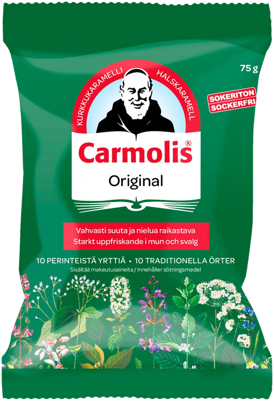 Carmolis sokeriton yrttikaramelli 75 g