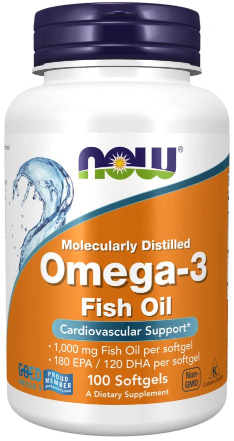 Omega-3 Fish Oil 1000 mg 100kaps, NOW Foods