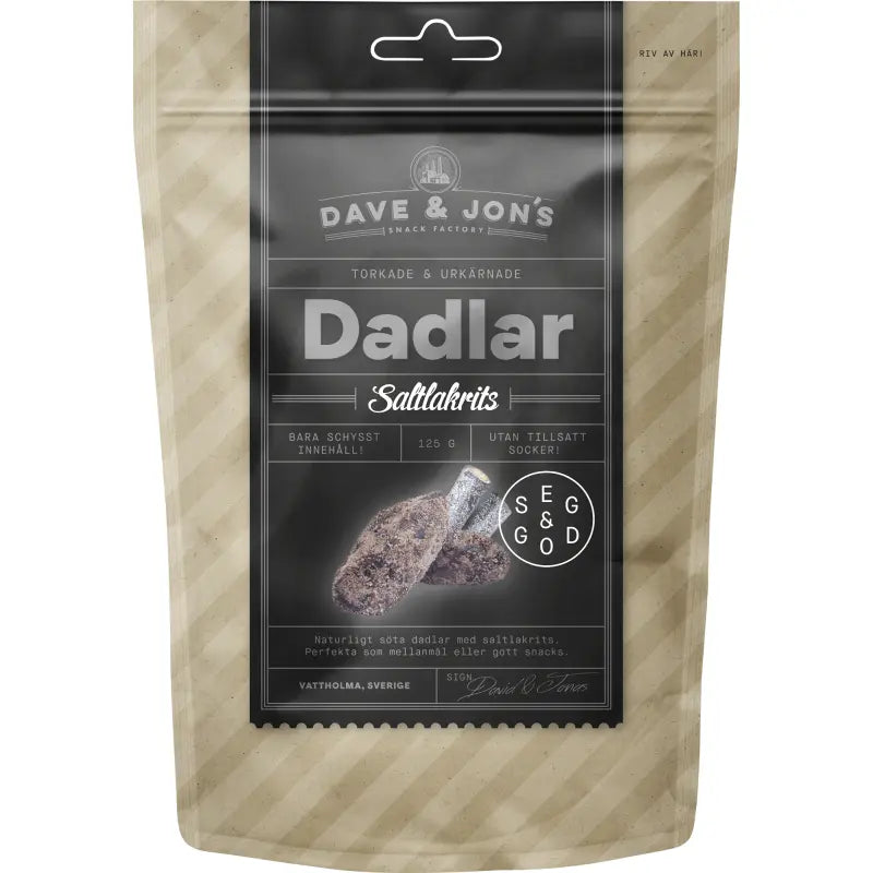 Dave & Jon's salmiakkitaateli kivetön 125g