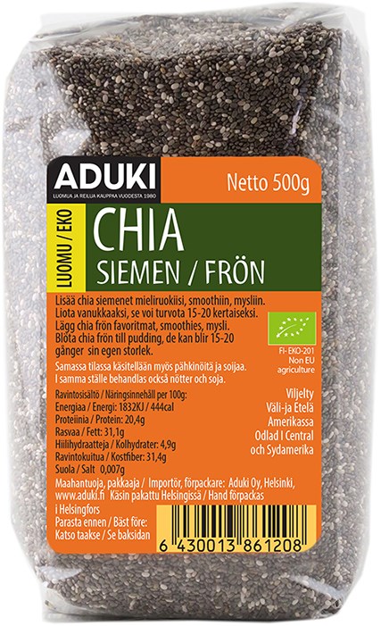 Chia-siemen luomu 500g, Aduki