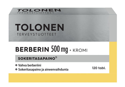 Berberin+Kromi 120kaps. 500mg berberiini+kromi, Tolonen