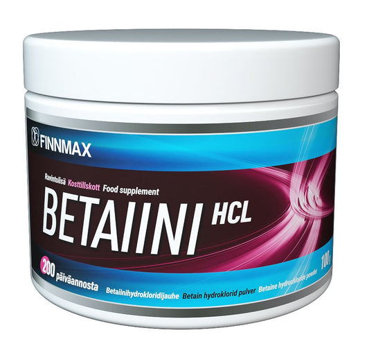Betaiini HCL Jauhe Suolahappo 100g, Finnmax