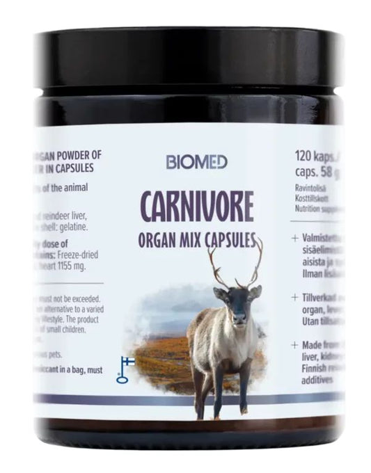 Carnivore Organ MIX Capsules poron sisäelinjauhe 120kaps., Biomed