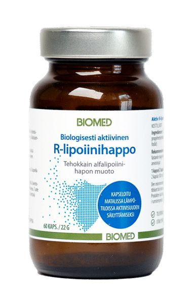 R-Lipoiinihappo 150mg aktiivinen alfalipoiinihappo 60kaps., Biomed