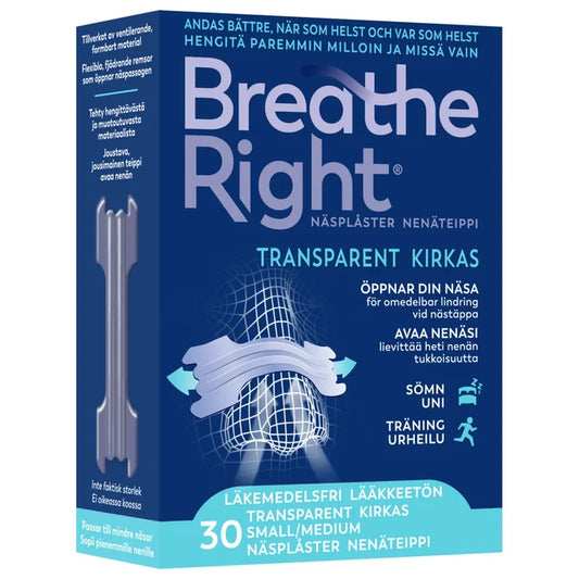 Nenäteippi kirkas small/medium 30 kpl, Breathe Right