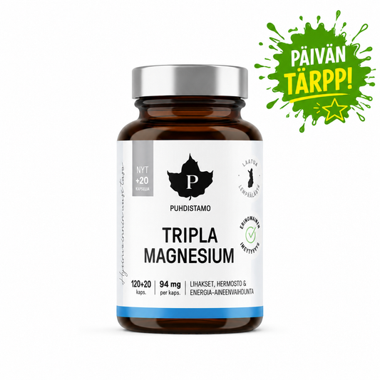 Tripla Magnesium 120 + 20 kaps, Puhdistamo - Erä!